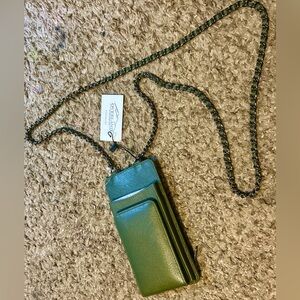 Overland “Izmir” Leather Phone Wallet w/ Chain Strap in Hunter Green